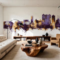 Scunthorpe England Skyline Purple & Gold Mural Wallpaper - room preview 02