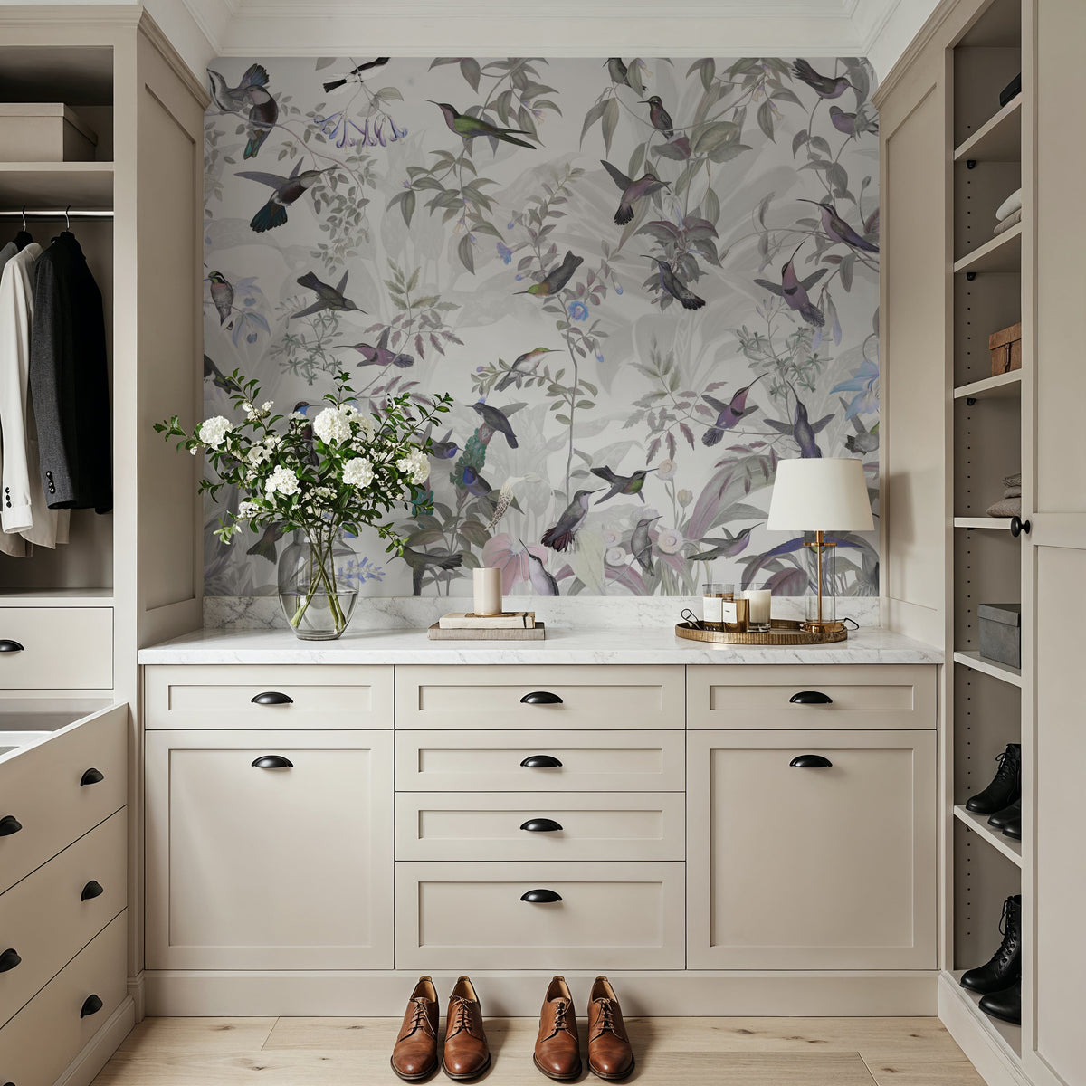 Birds Everywhere Green Mural Wallpaper - room preview 02