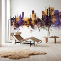Manila Philippines Skyline Purple & Gold Mural Wallpaper - room preview 02