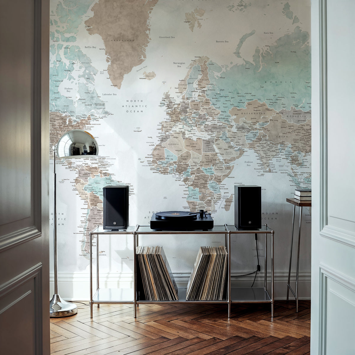 World Map Cities - Colleteh Mural Wallpaper - room preview 02