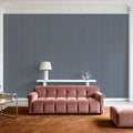 Faux Cloth Texture, Denim Blue Mural Wallpaper - room preview 02