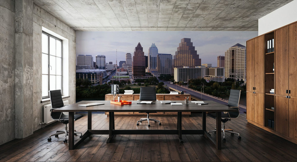 Riverside Metropolis Mural Wallpaper - room preview 02