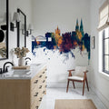 Cologne Germany Skyline Blue & Bronze Mural Wallpaper - room preview 02