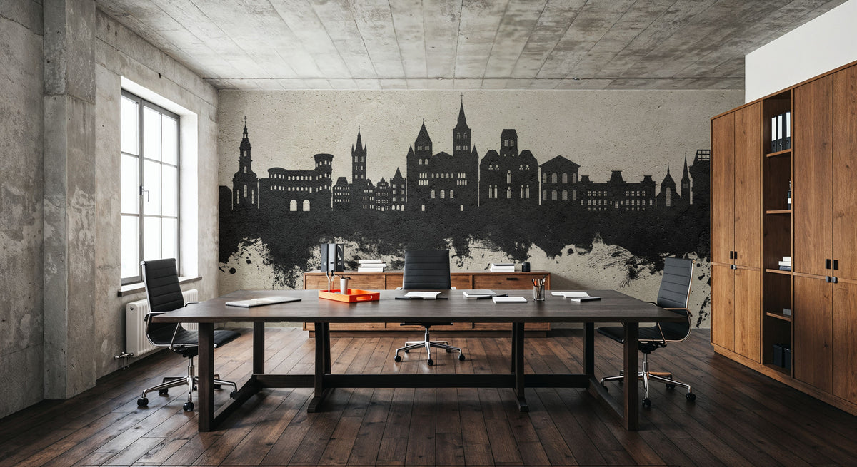 Trier Germany Skyline Concrete Mural Wallpaper - room preview 02