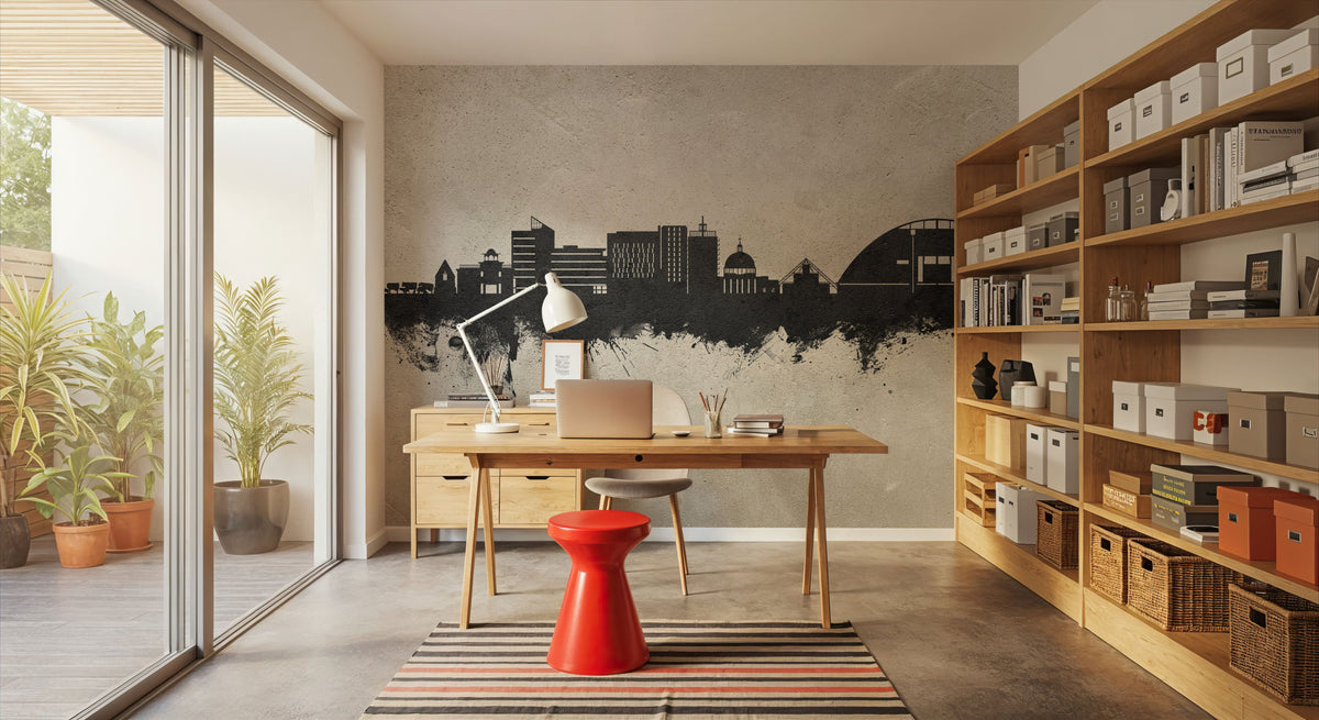 Milton Keynes England Skyline Concrete Mural Wallpaper - room preview 02