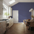 Nara Leaves on Indigo Mural Wallpaper - room preview 02