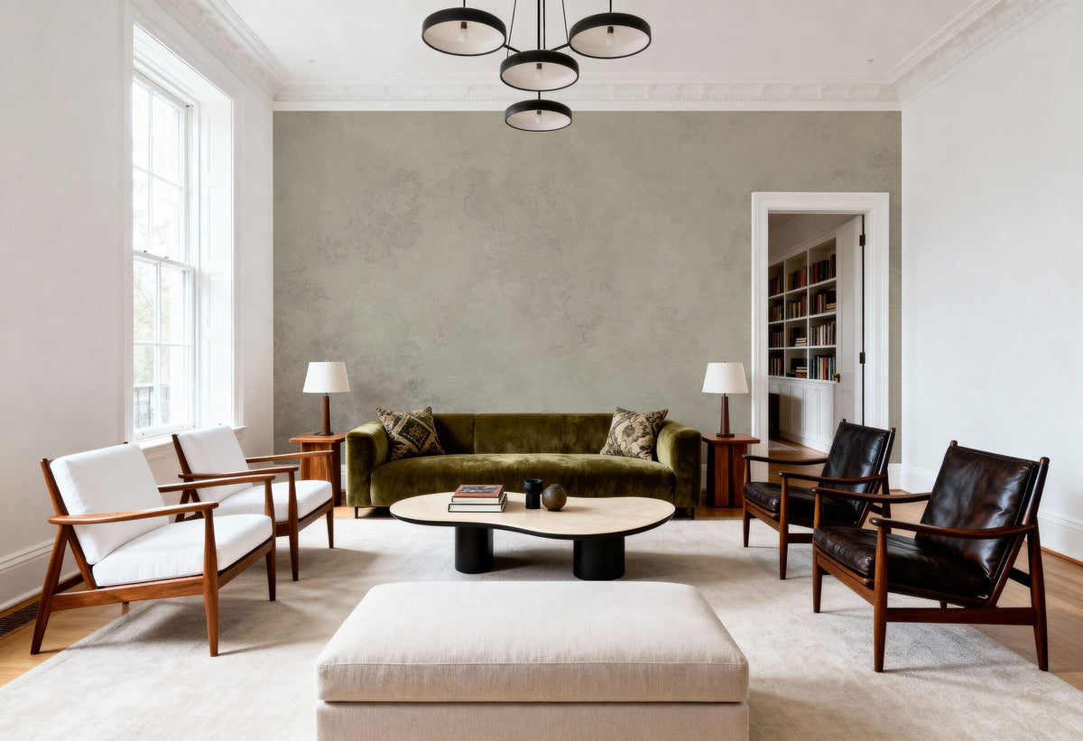 Subtle Plaster Wall, Alpine Oat Mural Wallpaper - room preview 02