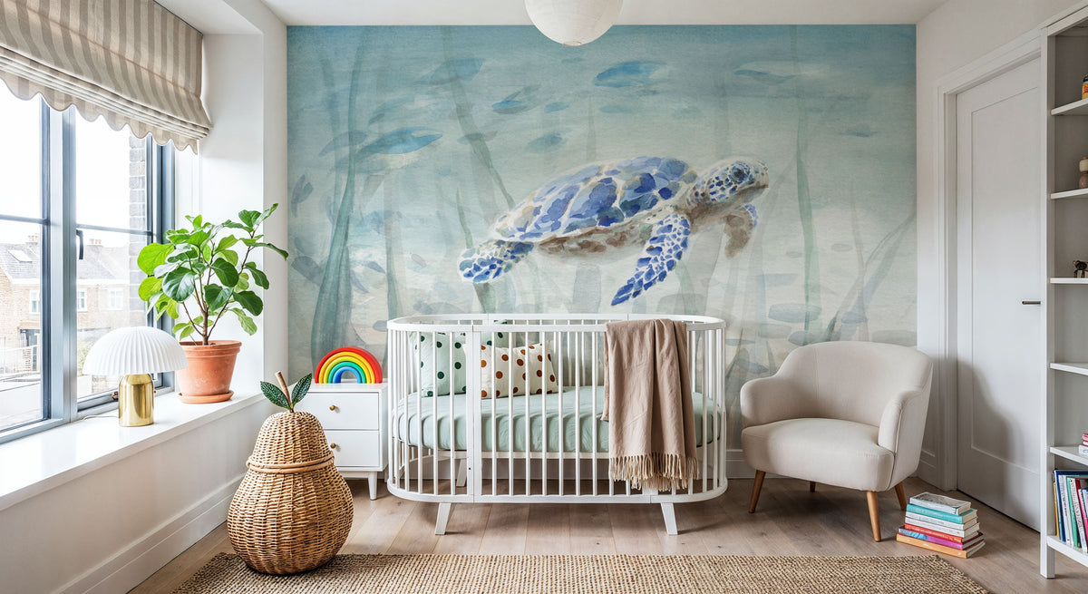 Undersea Turtle Mural Wallpaper - room preview 02