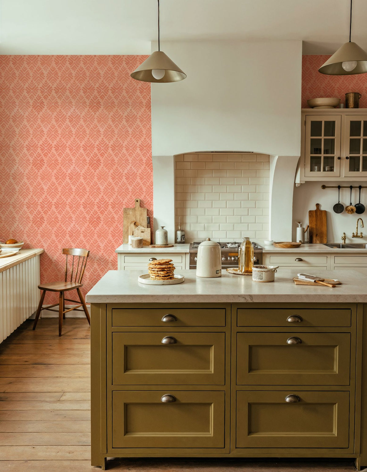Bohemian Leaves Orange Mural Wallpaper - room preview 02