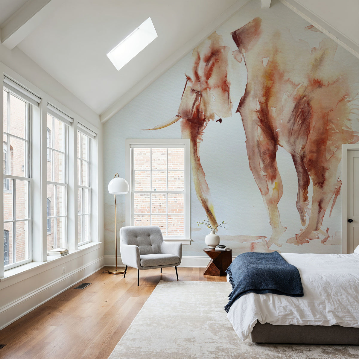 Lone Elephant Mural Wallpaper - room preview 02