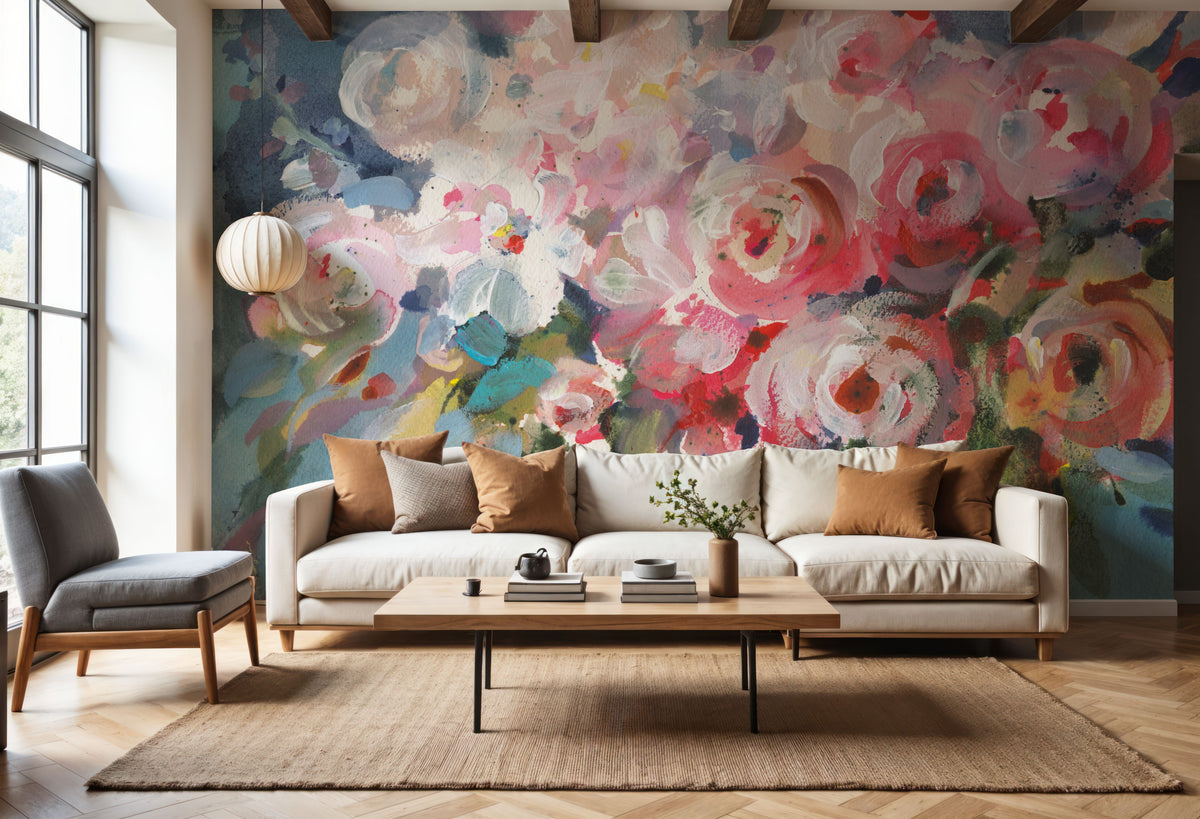Floral Full Mural Wallpaper - room preview 02
