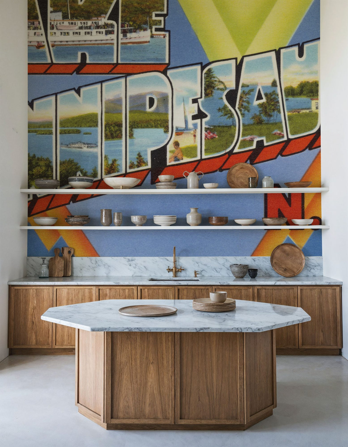 Greetings From Lake Winnipesaukee Mural Wallpaper - room preview 02