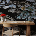 Ukiyo-e Clouds, Midnight Mural Wallpaper - room preview 02