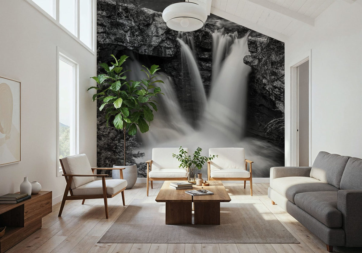 Johnston Creek Canyon BW Mural Wallpaper - room preview 02
