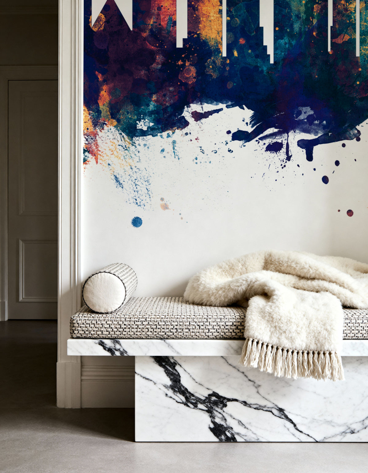 Melbourne Australia Skyline Blue & Bronze Mural Wallpaper - room preview 02