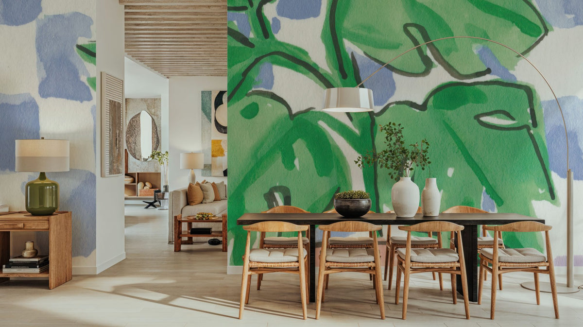 Checkered Palm Mural Wallpaper - room preview 02