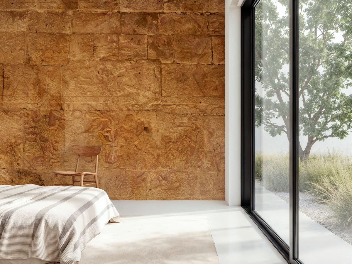 Temple Inscriptions Mural Wallpaper - room preview 02