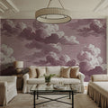 Intaglio Clouds, Burgundy Mural Wallpaper - room preview 02