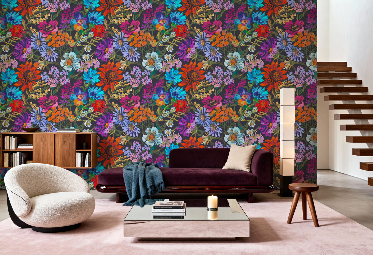Meadow in Oil Pastel, Dusty Mural Wallpaper - room preview 02