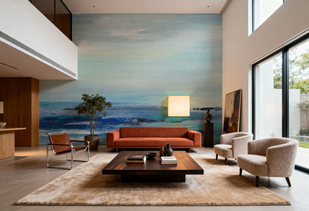 Turquoise Sea Waves I Mural Wallpaper - room preview 02