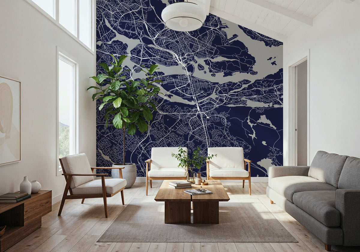 Map of Stockholm Mural Wallpaper - room preview 02