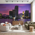 Sunset Pink Twilight Metropolis Mural Wallpaper - room preview 02