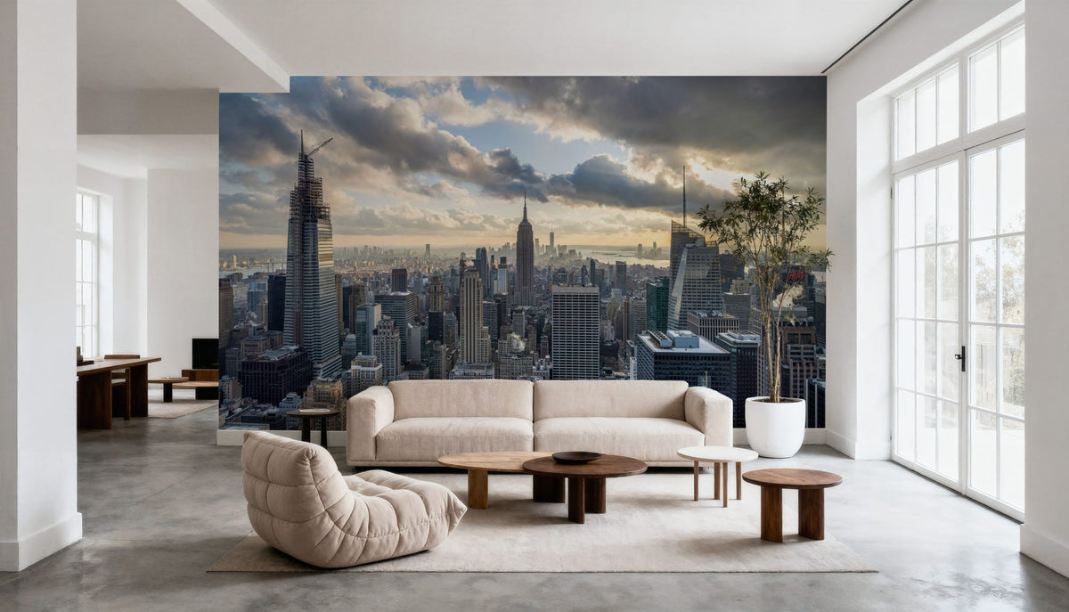 Cloudy Skyline Mural Wallpaper - room preview 02