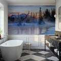 Policemans Creek and Pigeon Mountain Blue Mural Wallpaper - room preview 02