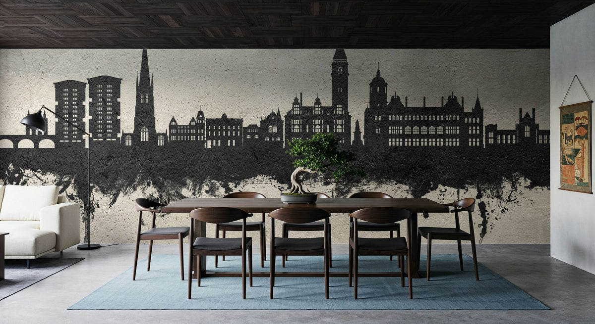 Wakefield England Skyline Concrete Mural Wallpaper - room preview 02