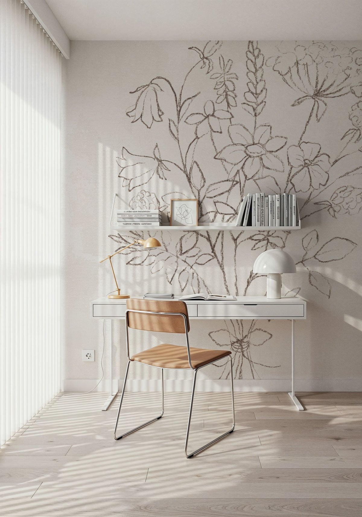 Wild Blooms VIII Mural Wallpaper - Light Tone - room preview 02