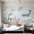 Ocean Paradise, Seafoam Mural Wallpaper - room preview 02