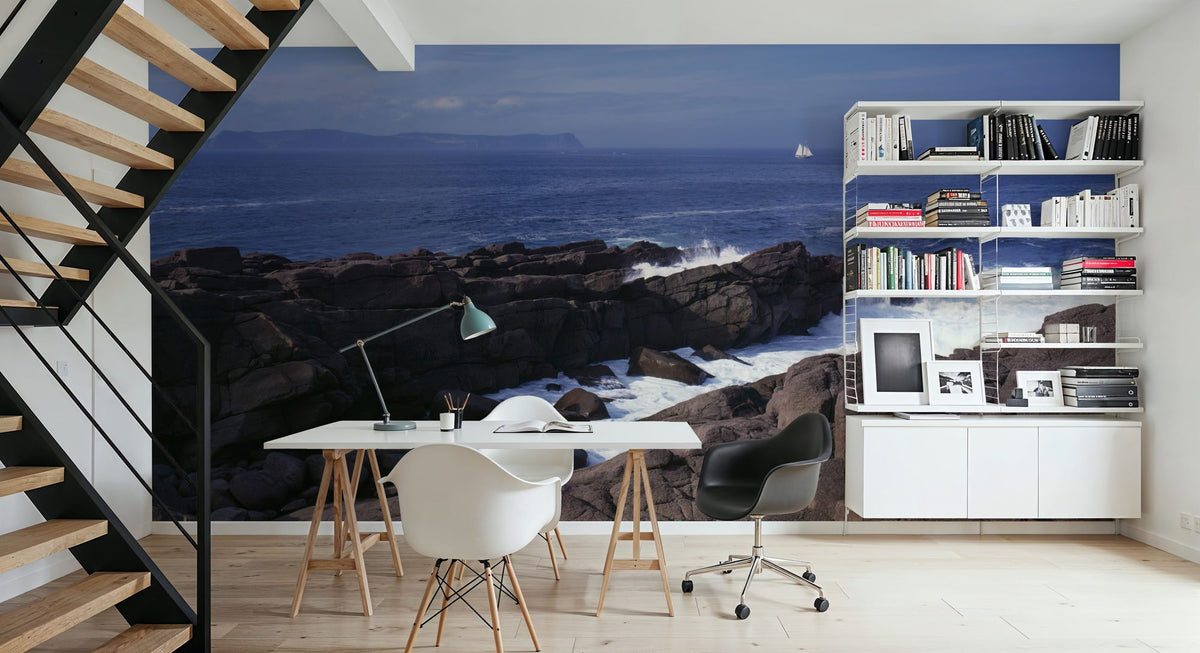 Sailing the Rugged Coast Mural Wallpaper - room preview 02