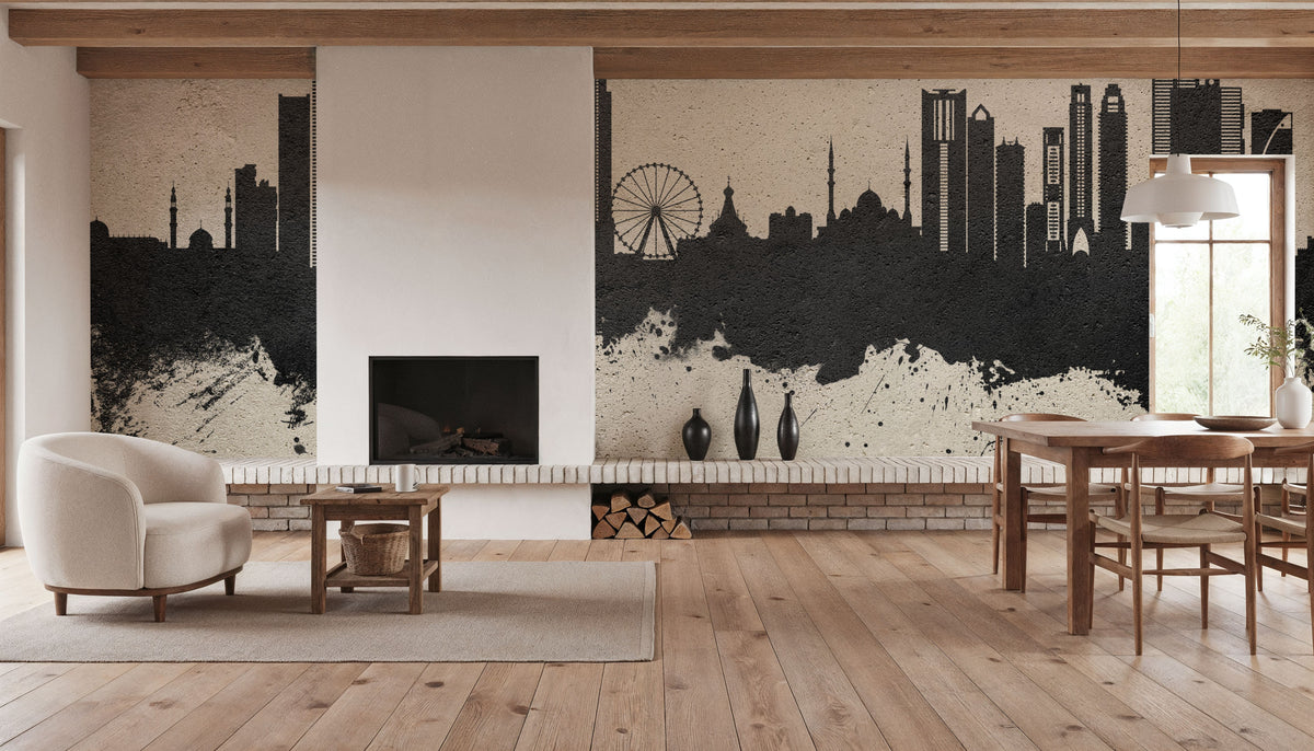 Sharjah Skyline Concrete Mural Wallpaper - room preview 02