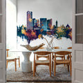 Swindon England Skyline Blue & Bronze Mural Wallpaper - room preview 02