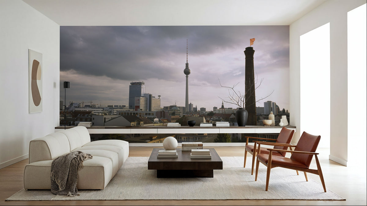Misty Tower Skyline Mural Wallpaper - room preview 02