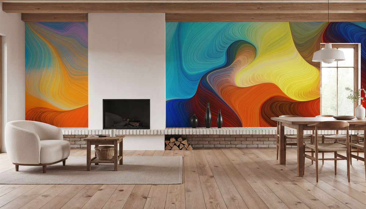 Abstract Wave Mural Wallpaper - room preview 02