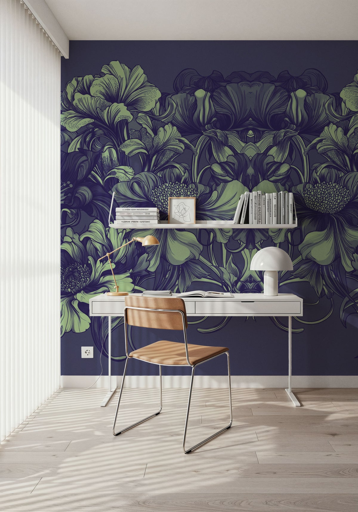 Scandi Flower V Mural Wallpaper - room preview 02