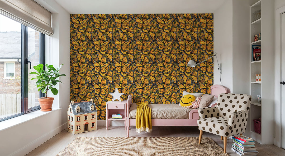 Monarch Movements, Olive Mural Wallpaper - room preview 02