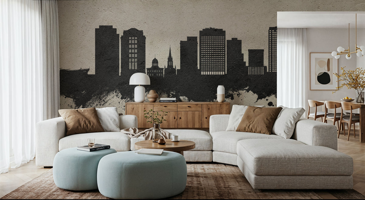 Norfolk Virginia Skyline Concrete Mural Wallpaper - room preview 02