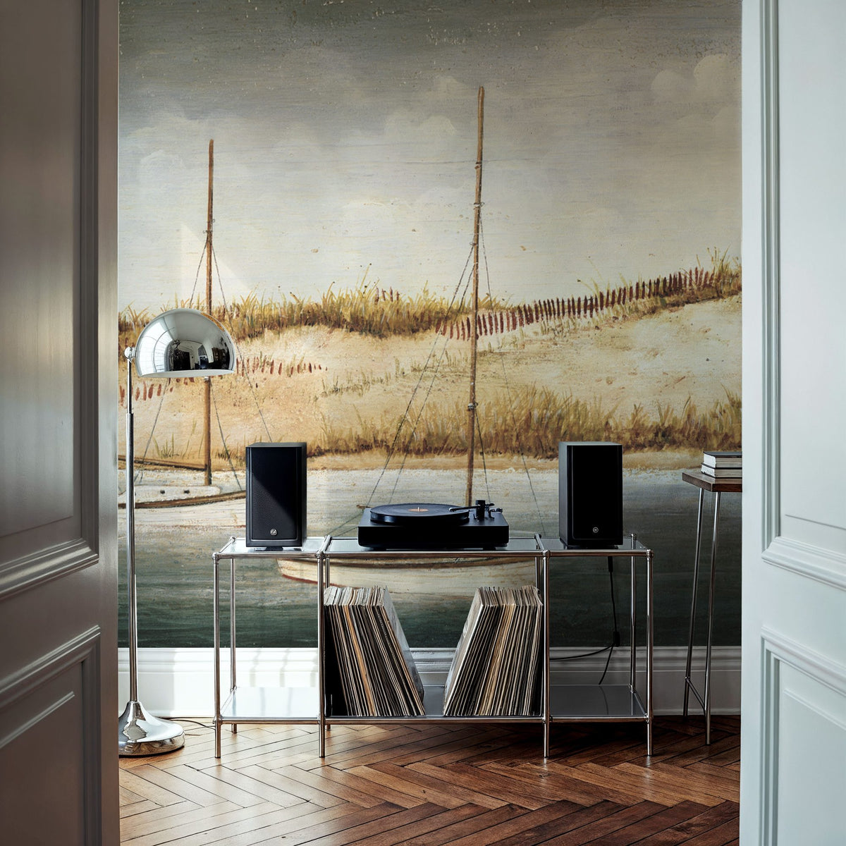 Sailboats Off the Coast Mural Wallpaper - room preview 02