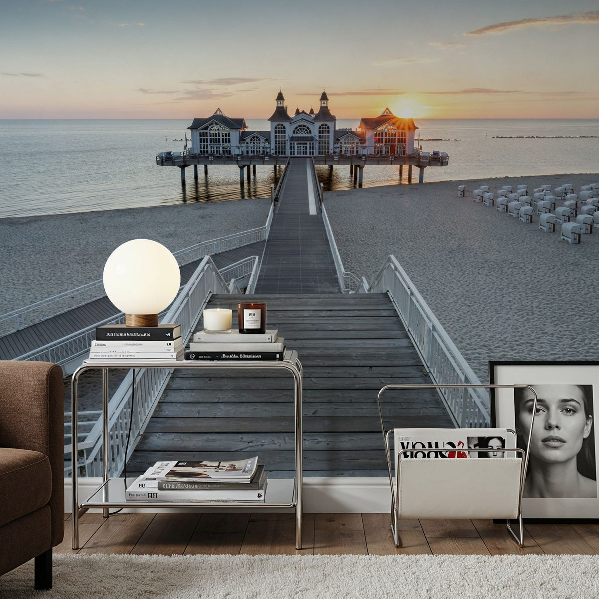Sellin Pier Sunrise Mural Wallpaper - room preview 02
