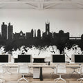 Stoke-on-Trent Skyline Black & White Mural Wallpaper - room preview 02