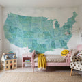 US State Map - Lia Wash Mural Wallpaper - room preview 02