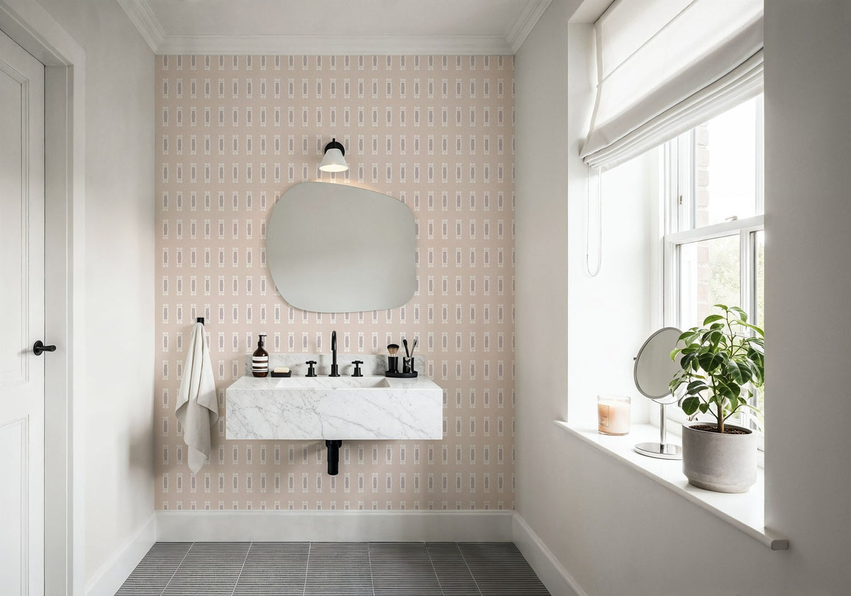 Zelij Rectangles and Leaves Mural Wallpaper - room preview 02