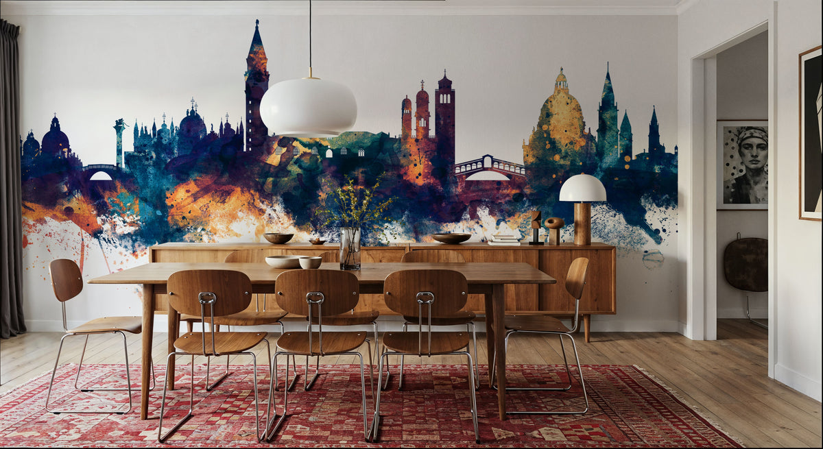 Venice Itay Skyline Blue & Bronze Mural Wallpaper - room preview 02