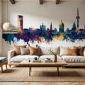 Mannheim Germany Skyline Blue & Bronze Mural Wallpaper - room preview 02