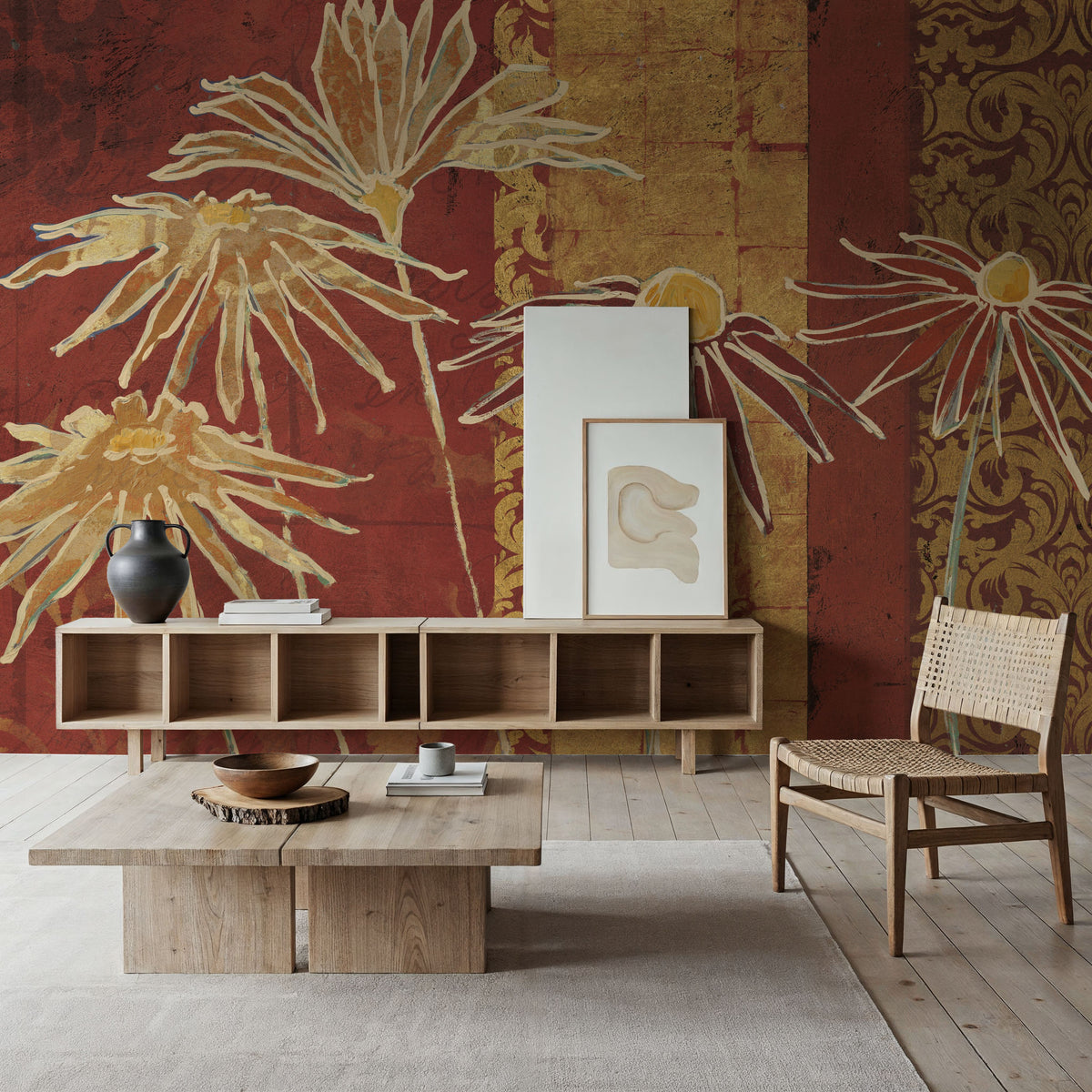 Flowers on Spice Mural Wallpaper - room preview 02