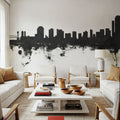 Wilmington Delaware Skyline Black & White Mural Wallpaper - room preview 02