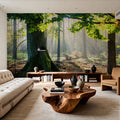 Mystical Forest Sunrays Mural Wallpaper - room preview 02