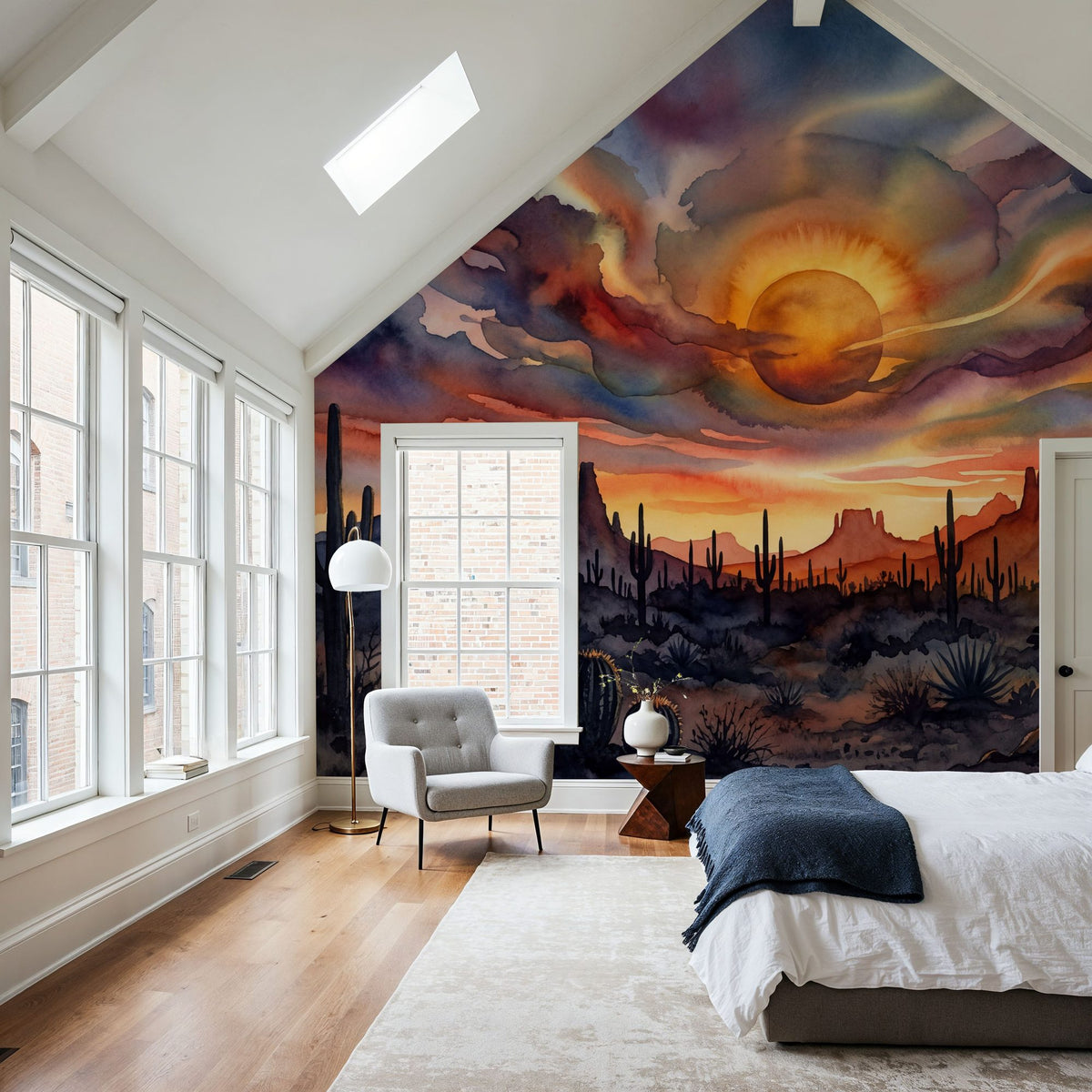 Arizona Landscape - Sunset Landscape Series Mural Wallpaper - Red Tone - room preview 02